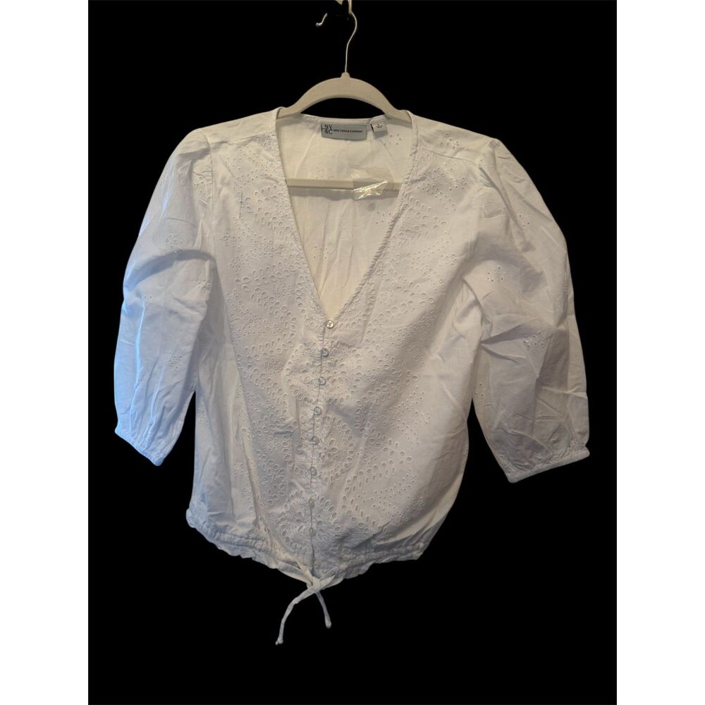 Brand New NY&Co White Cotton Blouse Size Small